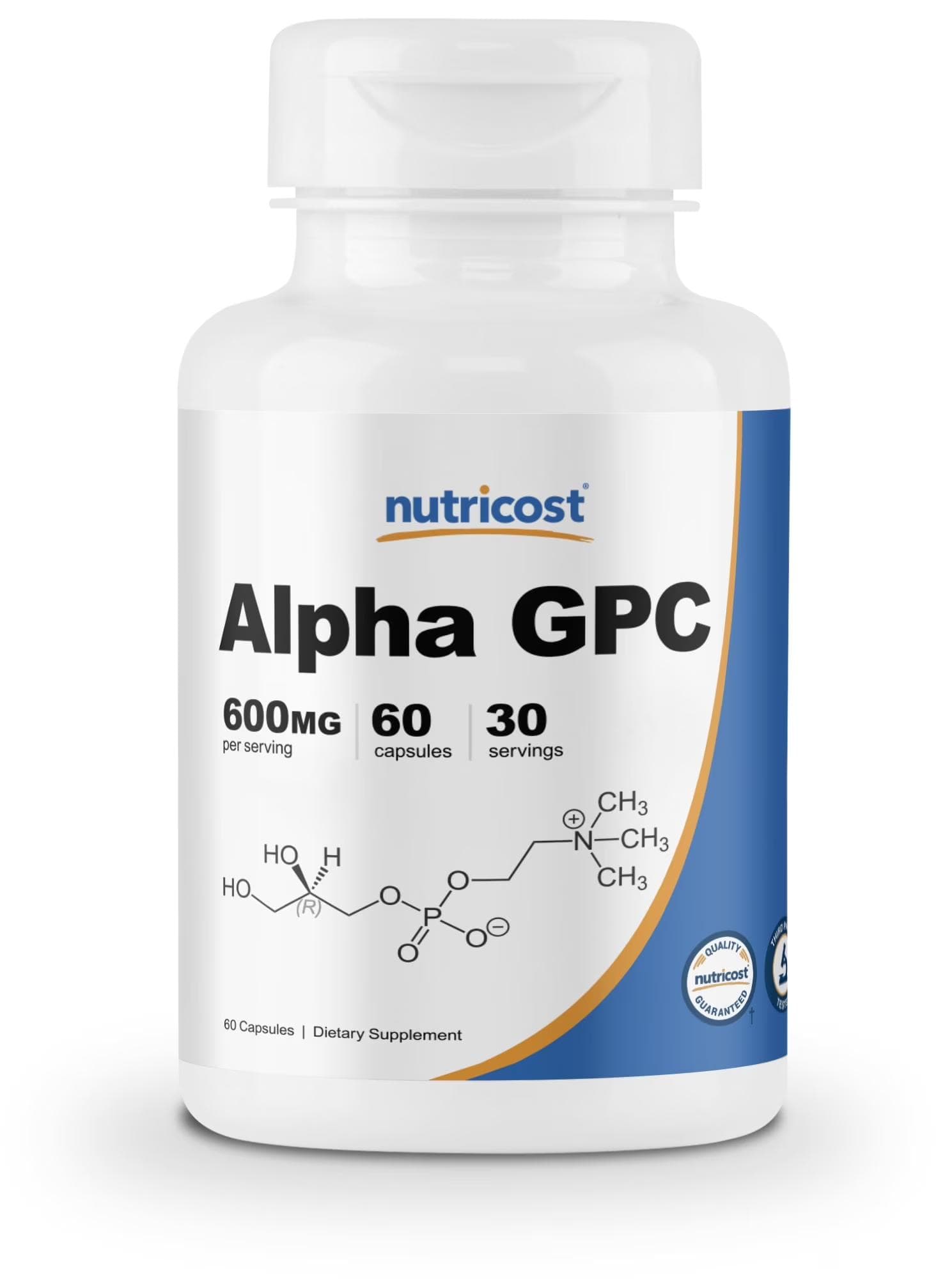 Nutricost Alpha GPC 600mg, 60 Vegetarian Capsules - Non-GMO and Gluten Free, 300mg Per Capsule