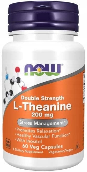 NOW Foods Supplements, L-Theanine 200 mg with Inositol, Stress Management, 60 Veg Capsules